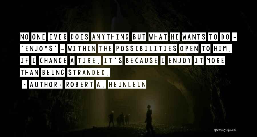 Robert A. Heinlein Quotes: No One Ever Does Anything But What He Wants To Do - 'enjoys' - Within The Possibilities Open To Him.