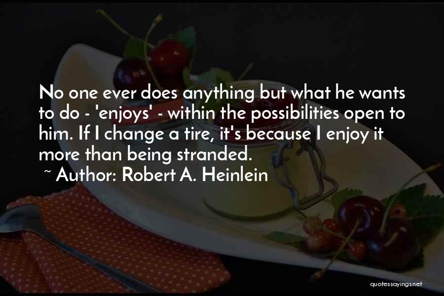 Robert A. Heinlein Quotes: No One Ever Does Anything But What He Wants To Do - 'enjoys' - Within The Possibilities Open To Him.