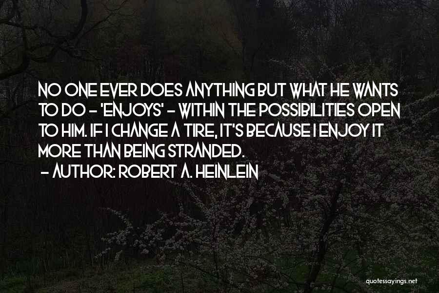 Robert A. Heinlein Quotes: No One Ever Does Anything But What He Wants To Do - 'enjoys' - Within The Possibilities Open To Him.
