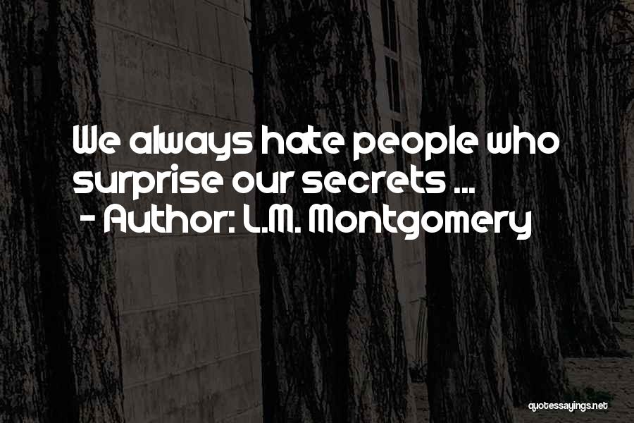 L.M. Montgomery Quotes: We Always Hate People Who Surprise Our Secrets ...