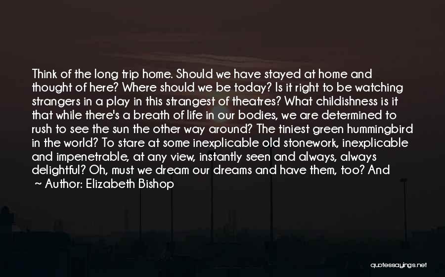 Elizabeth Bishop Quotes: Think Of The Long Trip Home. Should We Have Stayed At Home And Thought Of Here? Where Should We Be