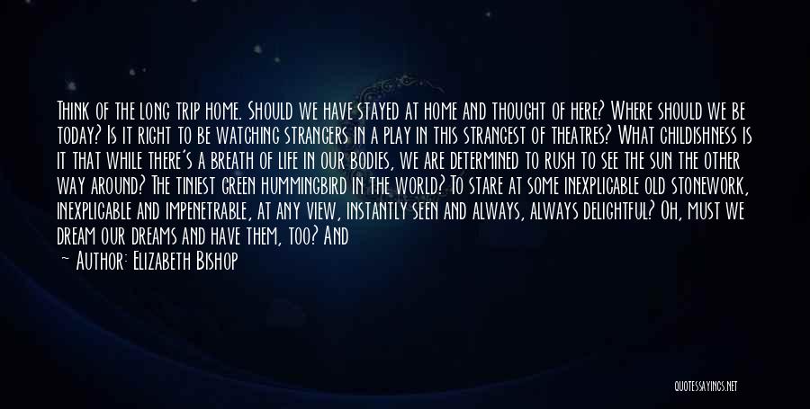 Elizabeth Bishop Quotes: Think Of The Long Trip Home. Should We Have Stayed At Home And Thought Of Here? Where Should We Be