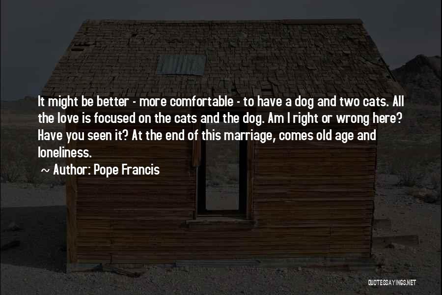 Pope Francis Quotes: It Might Be Better - More Comfortable - To Have A Dog And Two Cats. All The Love Is Focused