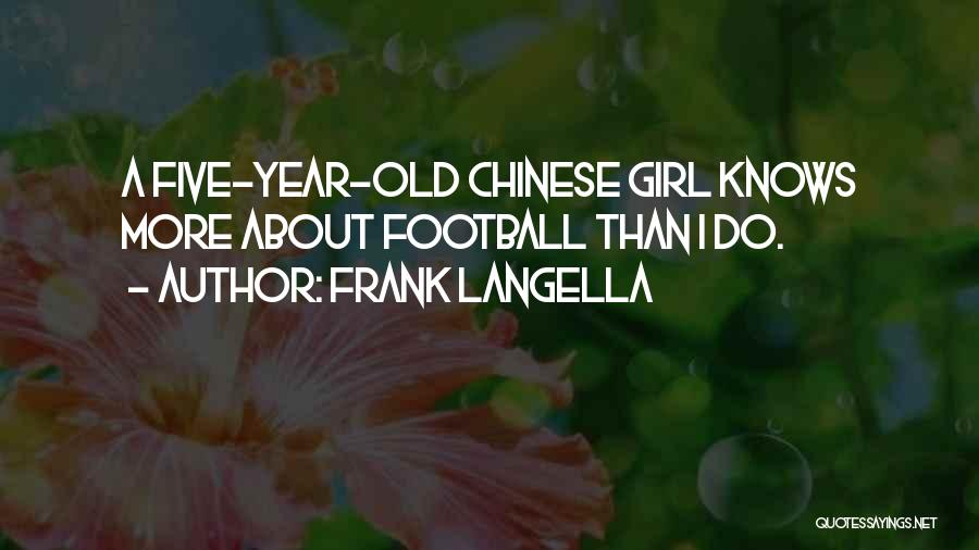 Frank Langella Quotes: A Five-year-old Chinese Girl Knows More About Football Than I Do.
