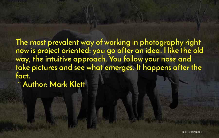 Mark Klett Quotes: The Most Prevalent Way Of Working In Photography Right Now Is Project Oriented: You Go After An Idea. I Like