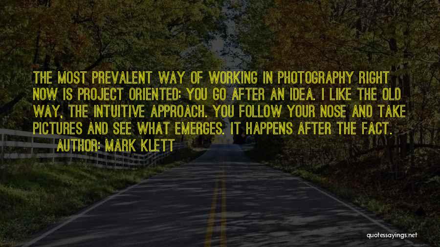 Mark Klett Quotes: The Most Prevalent Way Of Working In Photography Right Now Is Project Oriented: You Go After An Idea. I Like