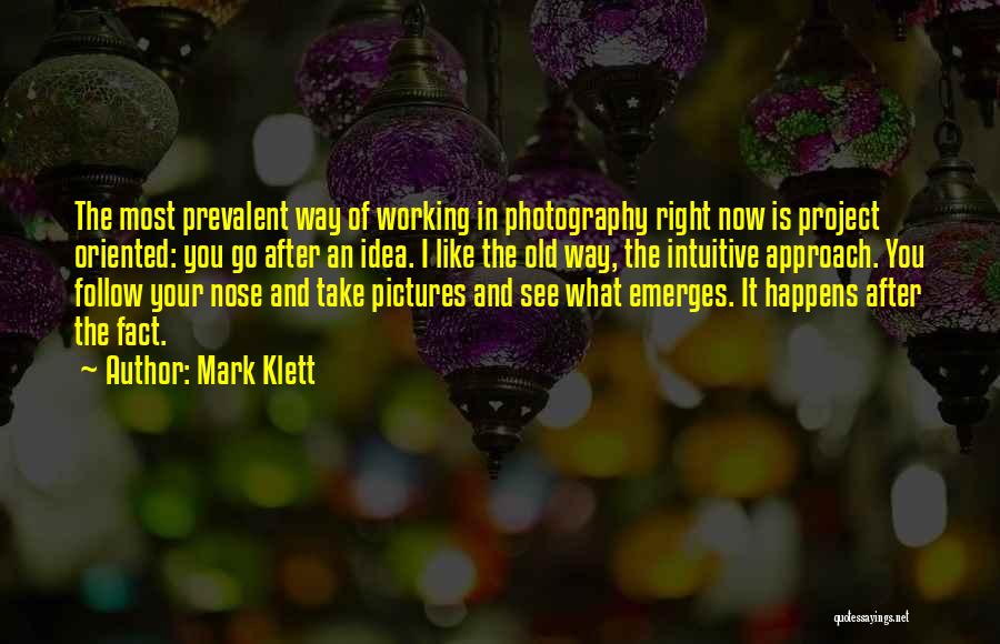 Mark Klett Quotes: The Most Prevalent Way Of Working In Photography Right Now Is Project Oriented: You Go After An Idea. I Like