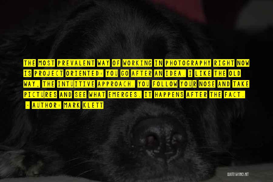 Mark Klett Quotes: The Most Prevalent Way Of Working In Photography Right Now Is Project Oriented: You Go After An Idea. I Like