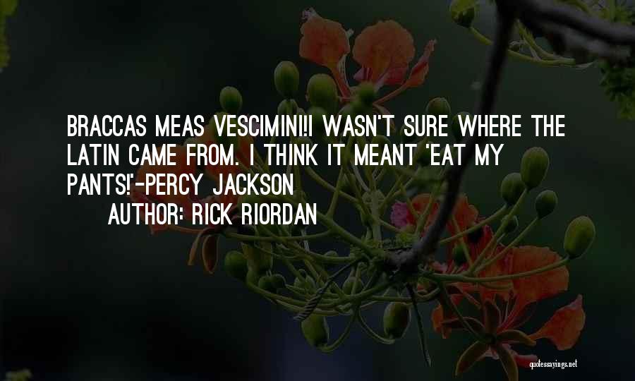 Rick Riordan Quotes: Braccas Meas Vescimini!i Wasn't Sure Where The Latin Came From. I Think It Meant 'eat My Pants!'-percy Jackson