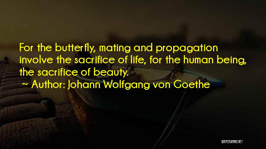 Johann Wolfgang Von Goethe Quotes: For The Butterfly, Mating And Propagation Involve The Sacrifice Of Life, For The Human Being, The Sacrifice Of Beauty.