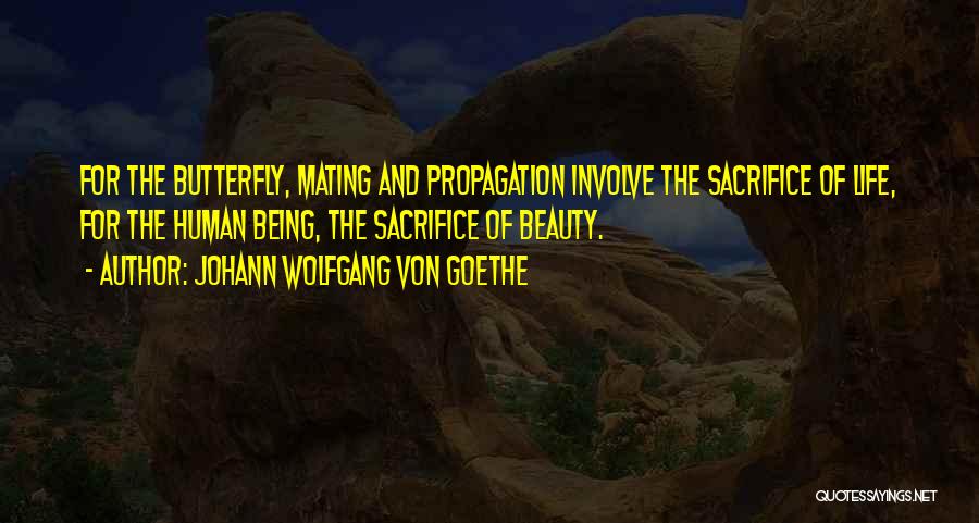 Johann Wolfgang Von Goethe Quotes: For The Butterfly, Mating And Propagation Involve The Sacrifice Of Life, For The Human Being, The Sacrifice Of Beauty.