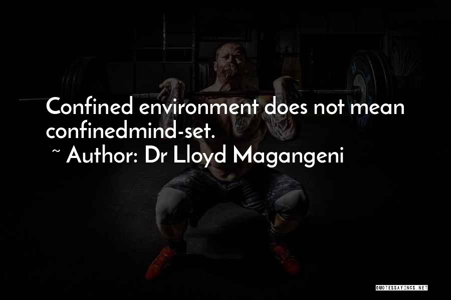 Dr Lloyd Magangeni Quotes: Confined Environment Does Not Mean Confinedmind-set.