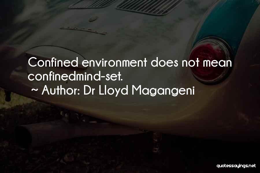 Dr Lloyd Magangeni Quotes: Confined Environment Does Not Mean Confinedmind-set.