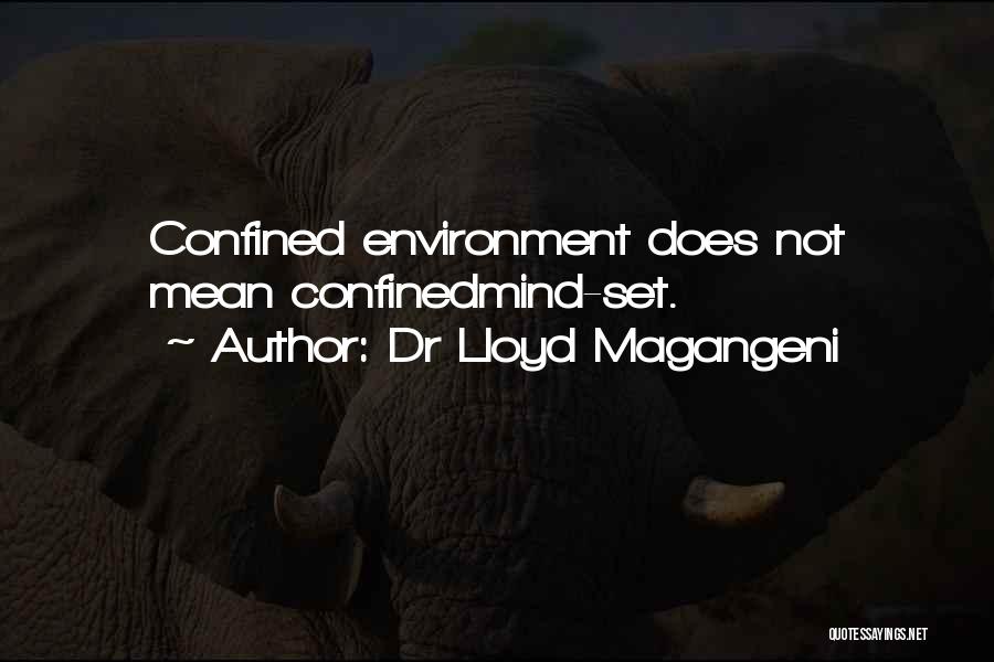 Dr Lloyd Magangeni Quotes: Confined Environment Does Not Mean Confinedmind-set.