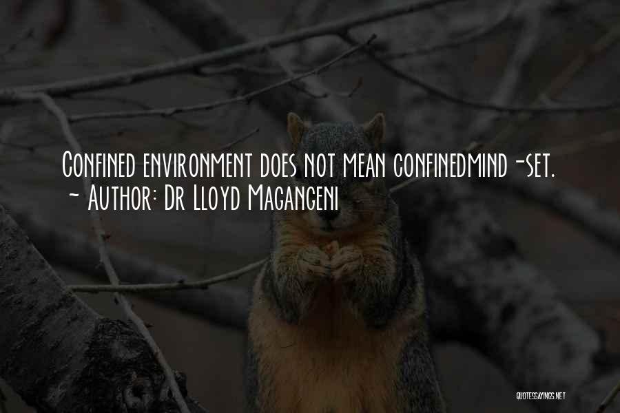 Dr Lloyd Magangeni Quotes: Confined Environment Does Not Mean Confinedmind-set.