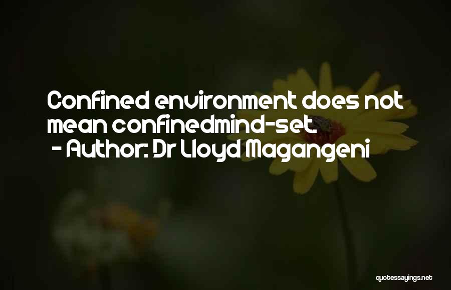 Dr Lloyd Magangeni Quotes: Confined Environment Does Not Mean Confinedmind-set.