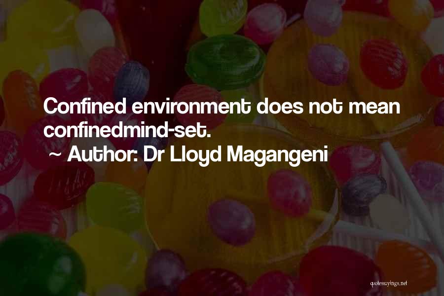 Dr Lloyd Magangeni Quotes: Confined Environment Does Not Mean Confinedmind-set.