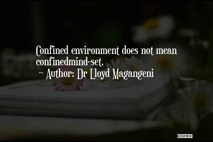 Dr Lloyd Magangeni Quotes: Confined Environment Does Not Mean Confinedmind-set.