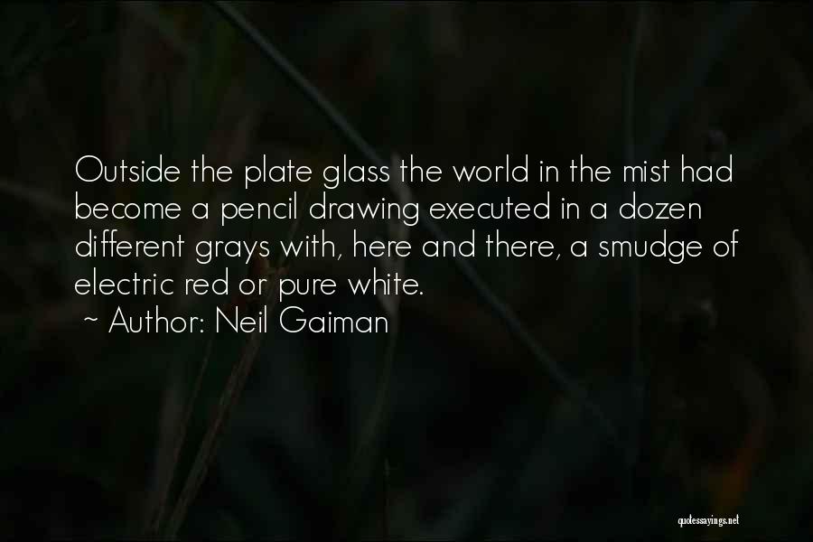 Neil Gaiman Quotes: Outside The Plate Glass The World In The Mist Had Become A Pencil Drawing Executed In A Dozen Different Grays