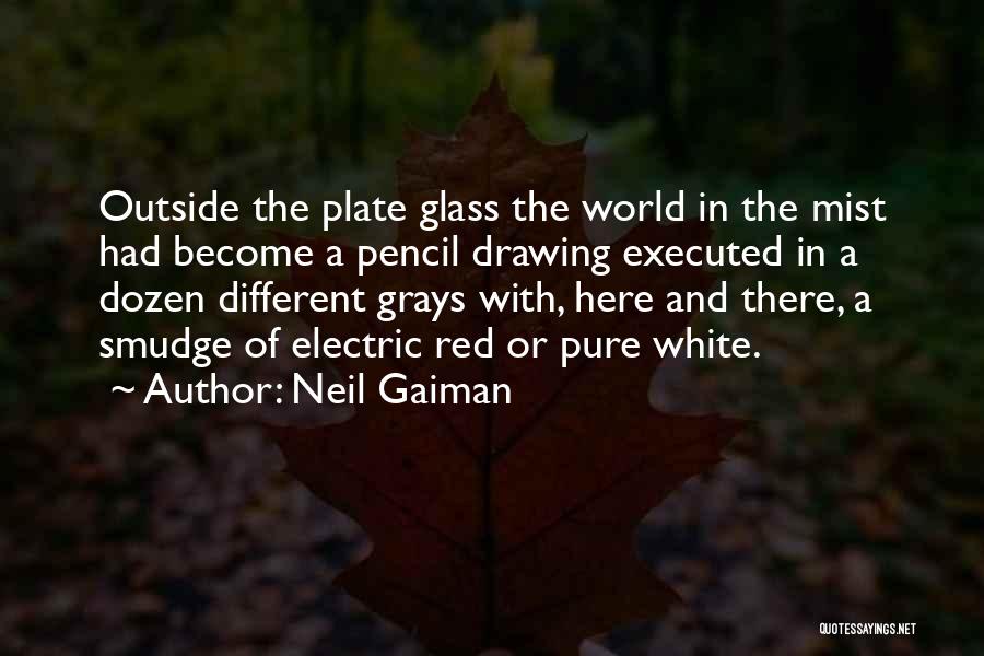 Neil Gaiman Quotes: Outside The Plate Glass The World In The Mist Had Become A Pencil Drawing Executed In A Dozen Different Grays