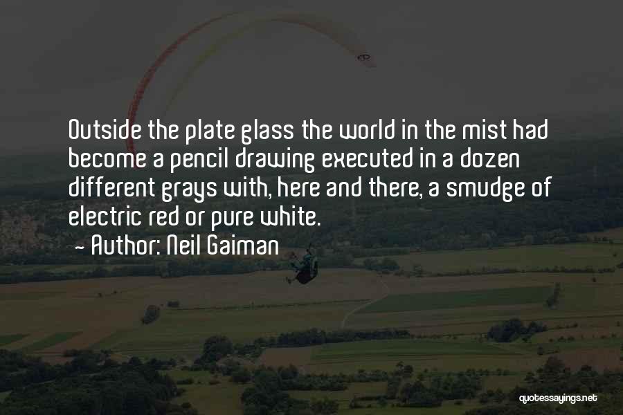 Neil Gaiman Quotes: Outside The Plate Glass The World In The Mist Had Become A Pencil Drawing Executed In A Dozen Different Grays