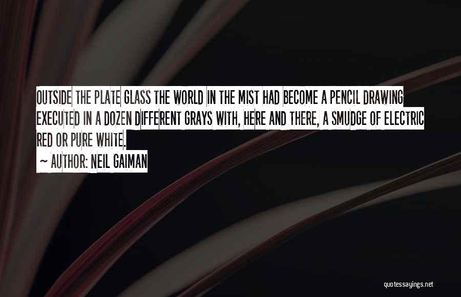 Neil Gaiman Quotes: Outside The Plate Glass The World In The Mist Had Become A Pencil Drawing Executed In A Dozen Different Grays