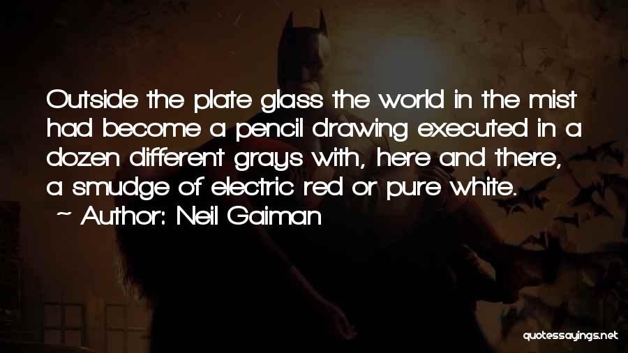 Neil Gaiman Quotes: Outside The Plate Glass The World In The Mist Had Become A Pencil Drawing Executed In A Dozen Different Grays