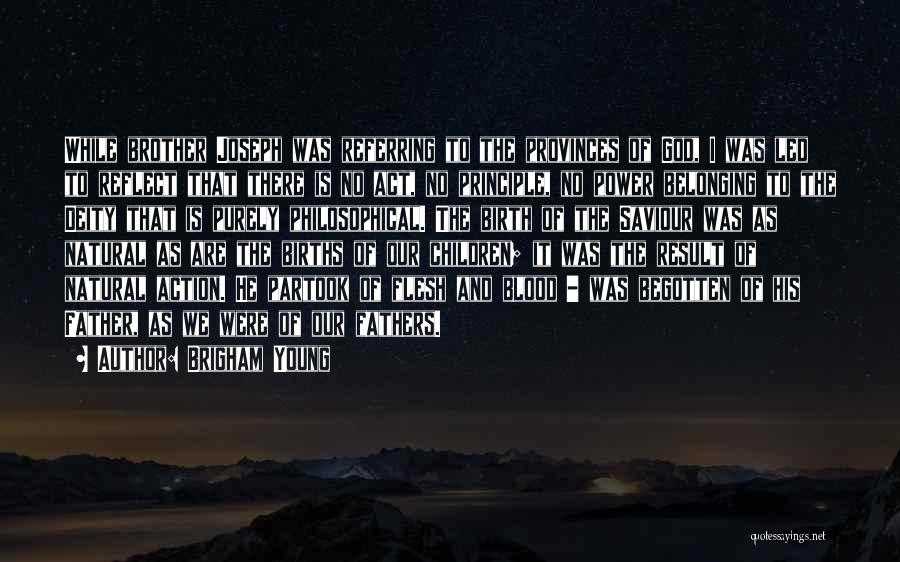 Brigham Young Quotes: While Brother Joseph Was Referring To The Provinces Of God, I Was Led To Reflect That There Is No Act,