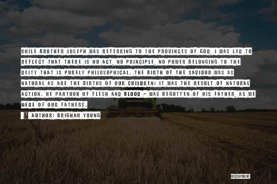 Brigham Young Quotes: While Brother Joseph Was Referring To The Provinces Of God, I Was Led To Reflect That There Is No Act,