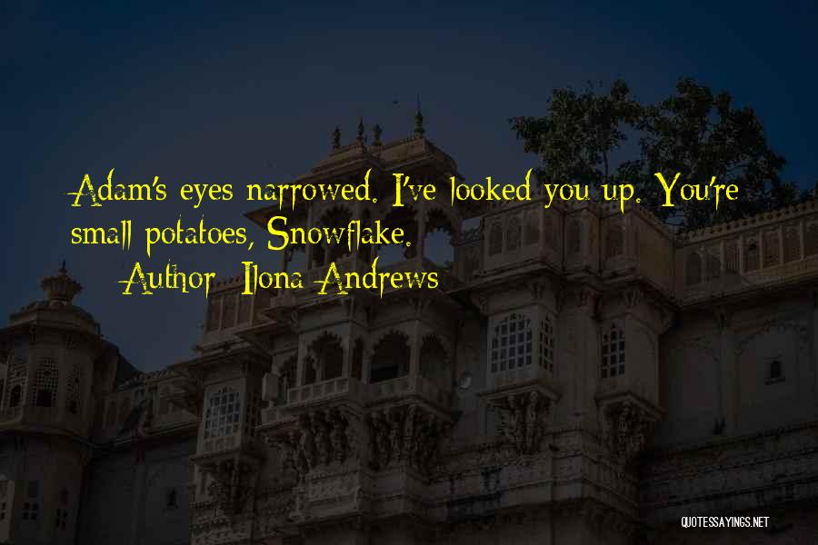 Ilona Andrews Quotes: Adam's Eyes Narrowed. I've Looked You Up. You're Small Potatoes, Snowflake.
