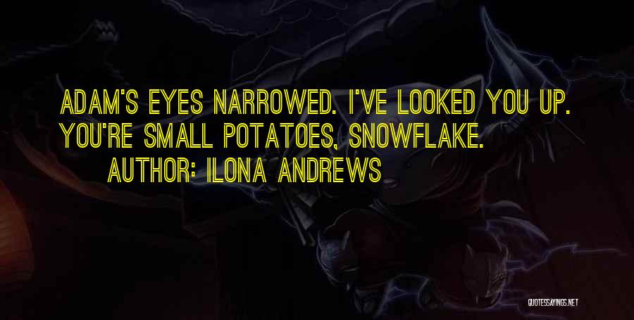 Ilona Andrews Quotes: Adam's Eyes Narrowed. I've Looked You Up. You're Small Potatoes, Snowflake.