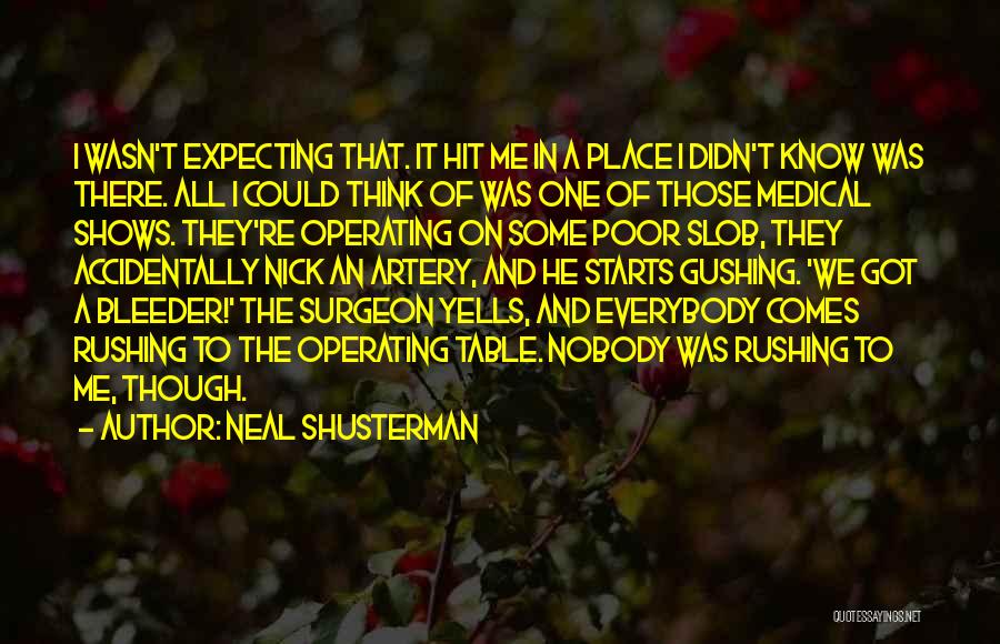 Neal Shusterman Quotes: I Wasn't Expecting That. It Hit Me In A Place I Didn't Know Was There. All I Could Think Of