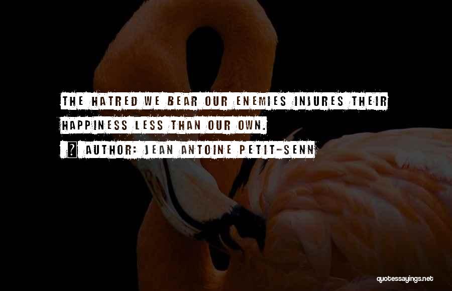 Jean Antoine Petit-Senn Quotes: The Hatred We Bear Our Enemies Injures Their Happiness Less Than Our Own.