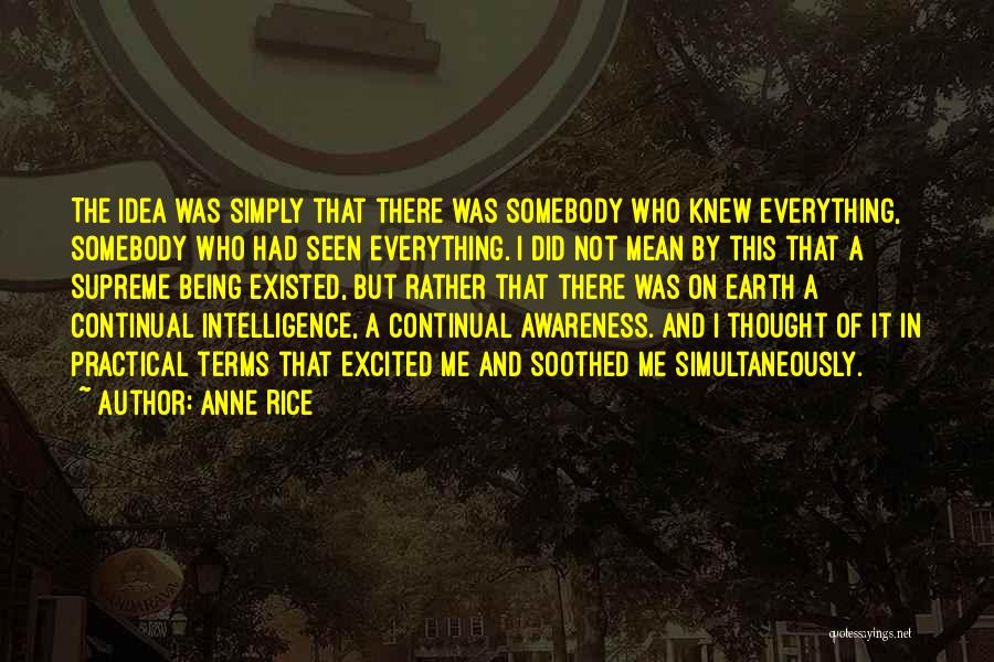 Anne Rice Quotes: The Idea Was Simply That There Was Somebody Who Knew Everything, Somebody Who Had Seen Everything. I Did Not Mean
