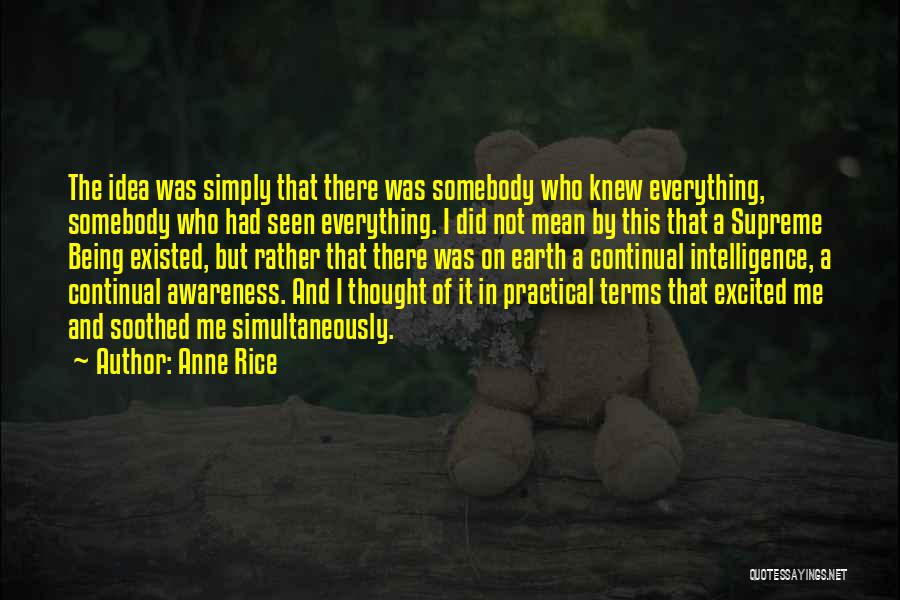 Anne Rice Quotes: The Idea Was Simply That There Was Somebody Who Knew Everything, Somebody Who Had Seen Everything. I Did Not Mean