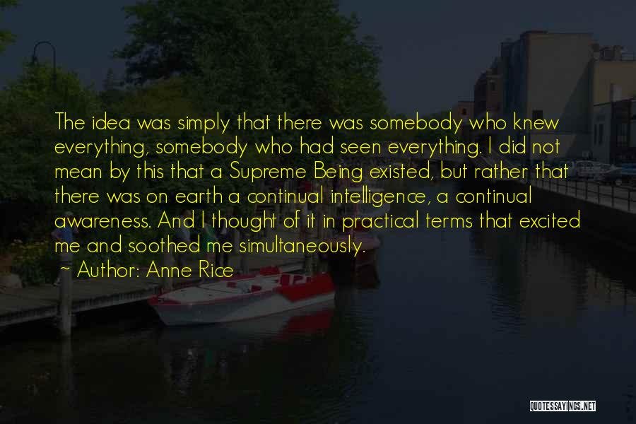 Anne Rice Quotes: The Idea Was Simply That There Was Somebody Who Knew Everything, Somebody Who Had Seen Everything. I Did Not Mean