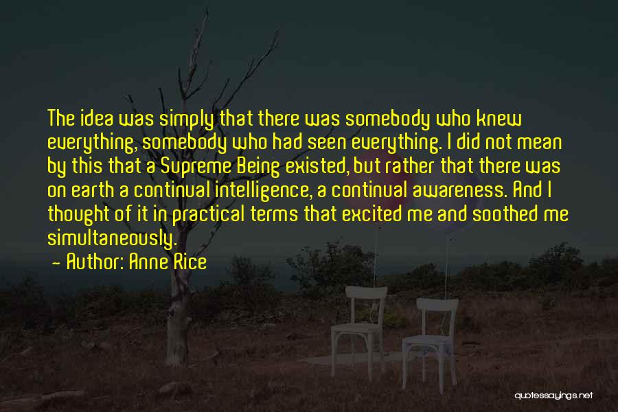 Anne Rice Quotes: The Idea Was Simply That There Was Somebody Who Knew Everything, Somebody Who Had Seen Everything. I Did Not Mean