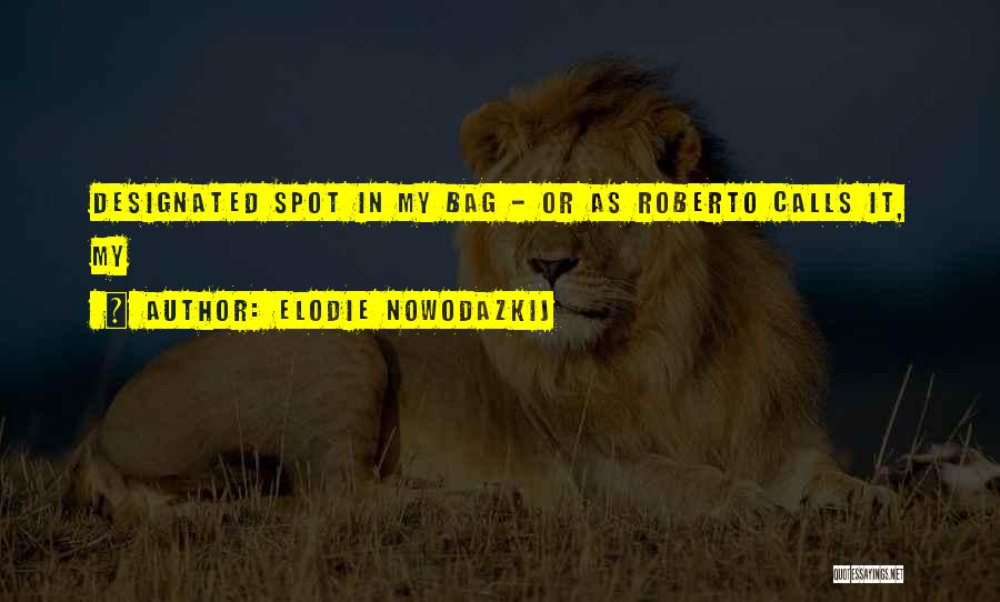 Elodie Nowodazkij Quotes: Designated Spot In My Bag - Or As Roberto Calls It, My