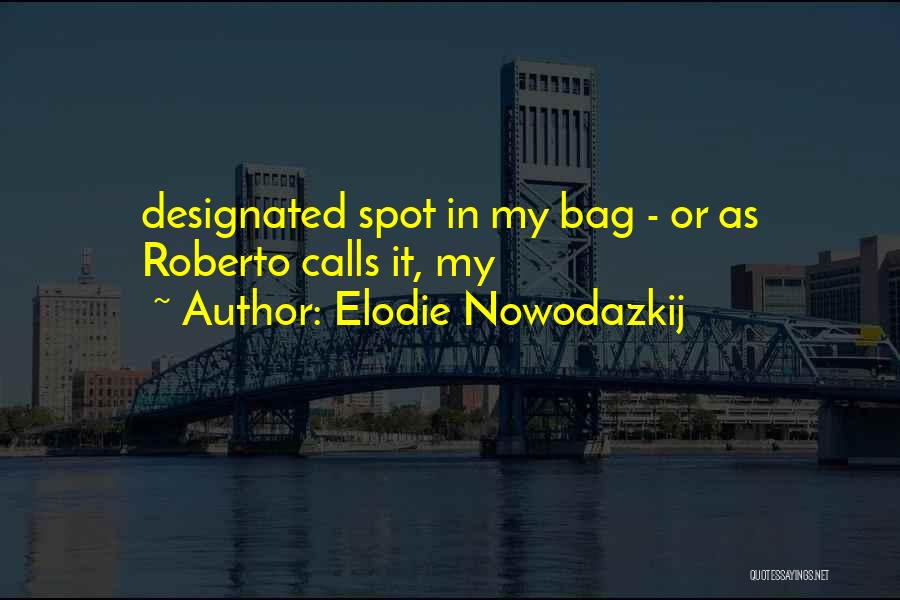 Elodie Nowodazkij Quotes: Designated Spot In My Bag - Or As Roberto Calls It, My