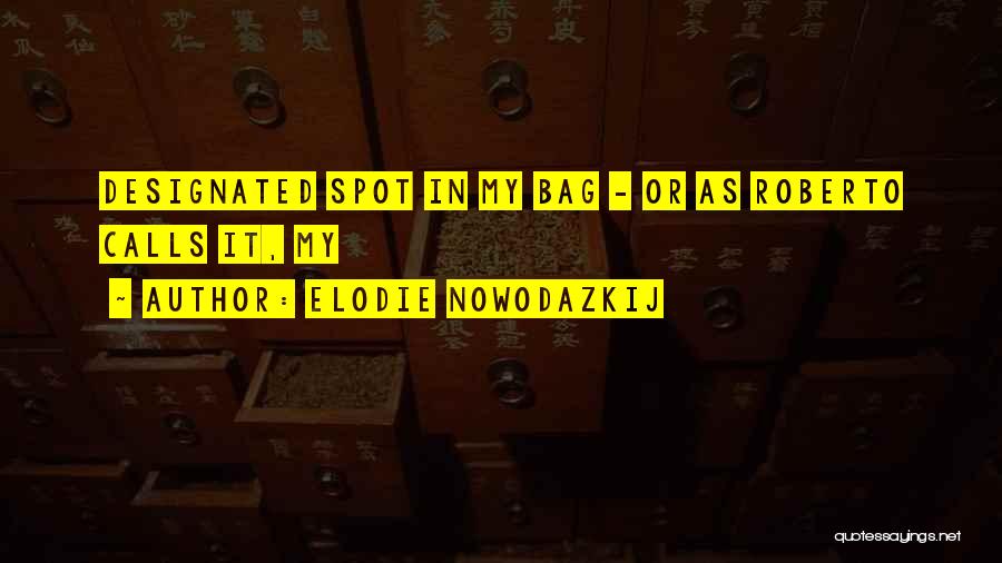 Elodie Nowodazkij Quotes: Designated Spot In My Bag - Or As Roberto Calls It, My