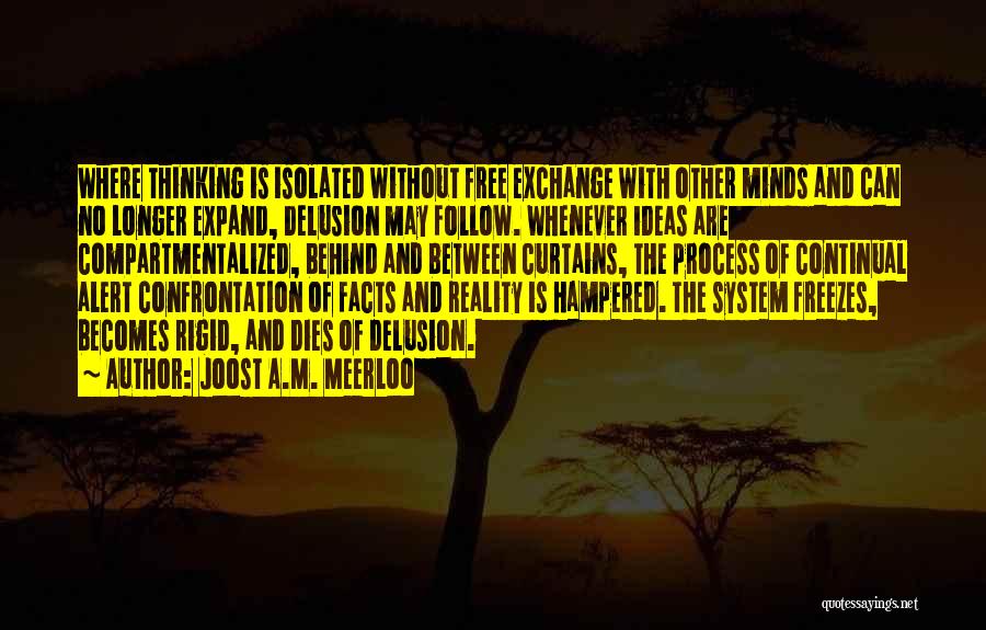 Joost A.M. Meerloo Quotes: Where Thinking Is Isolated Without Free Exchange With Other Minds And Can No Longer Expand, Delusion May Follow. Whenever Ideas