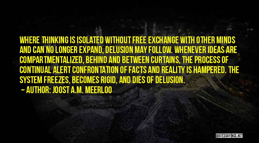 Joost A.M. Meerloo Quotes: Where Thinking Is Isolated Without Free Exchange With Other Minds And Can No Longer Expand, Delusion May Follow. Whenever Ideas