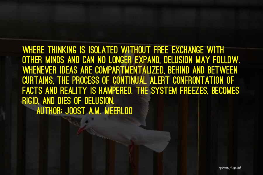 Joost A.M. Meerloo Quotes: Where Thinking Is Isolated Without Free Exchange With Other Minds And Can No Longer Expand, Delusion May Follow. Whenever Ideas