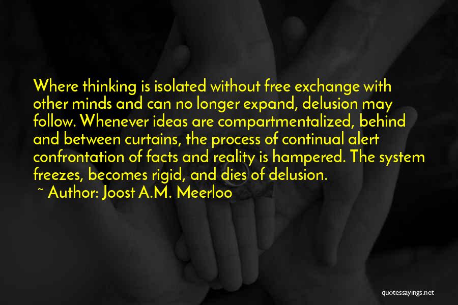 Joost A.M. Meerloo Quotes: Where Thinking Is Isolated Without Free Exchange With Other Minds And Can No Longer Expand, Delusion May Follow. Whenever Ideas