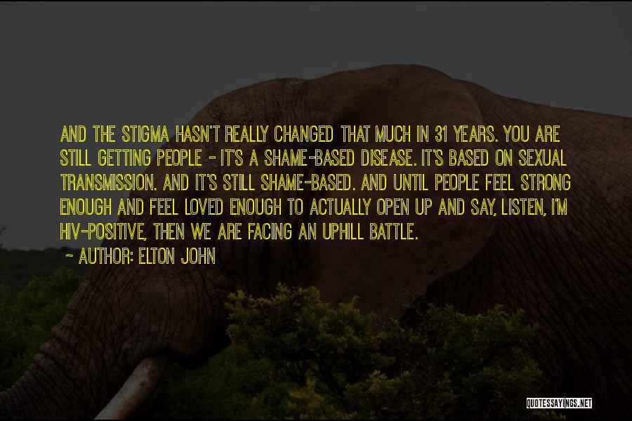 Elton John Quotes: And The Stigma Hasn't Really Changed That Much In 31 Years. You Are Still Getting People - It's A Shame-based