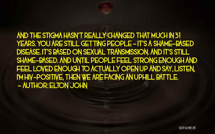 Elton John Quotes: And The Stigma Hasn't Really Changed That Much In 31 Years. You Are Still Getting People - It's A Shame-based