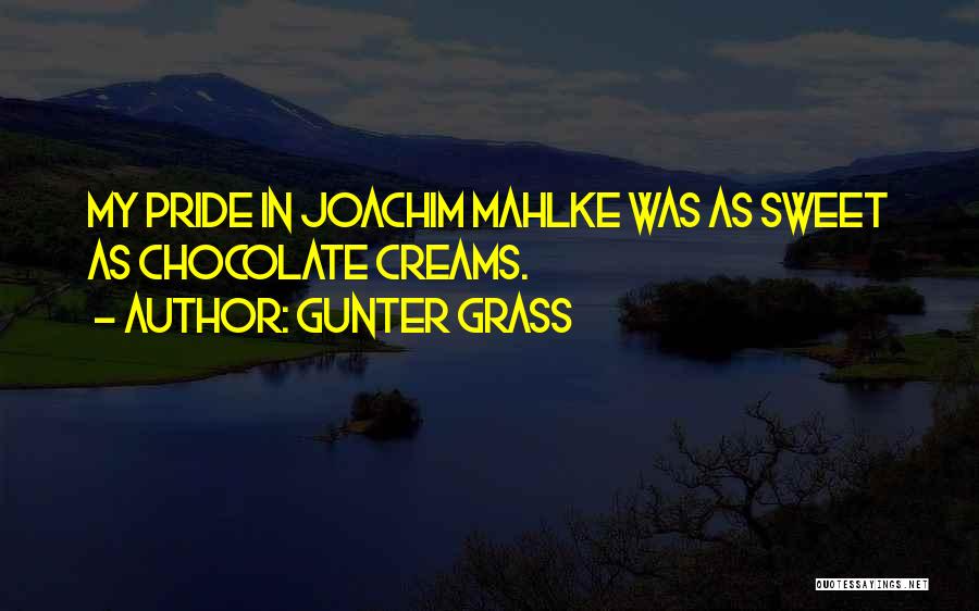 Gunter Grass Quotes: My Pride In Joachim Mahlke Was As Sweet As Chocolate Creams.