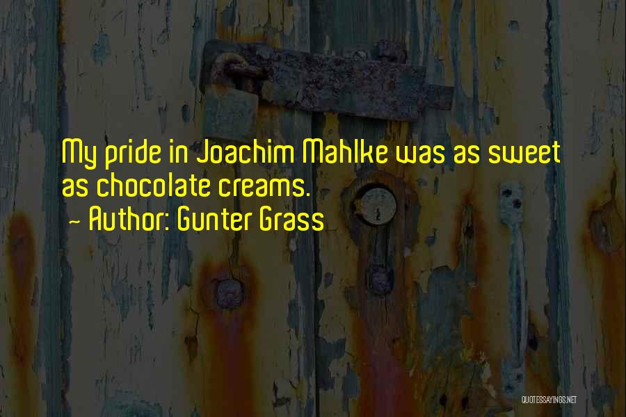 Gunter Grass Quotes: My Pride In Joachim Mahlke Was As Sweet As Chocolate Creams.