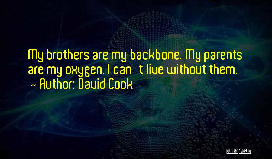 David Cook Quotes: My Brothers Are My Backbone. My Parents Are My Oxygen. I Can't Live Without Them.