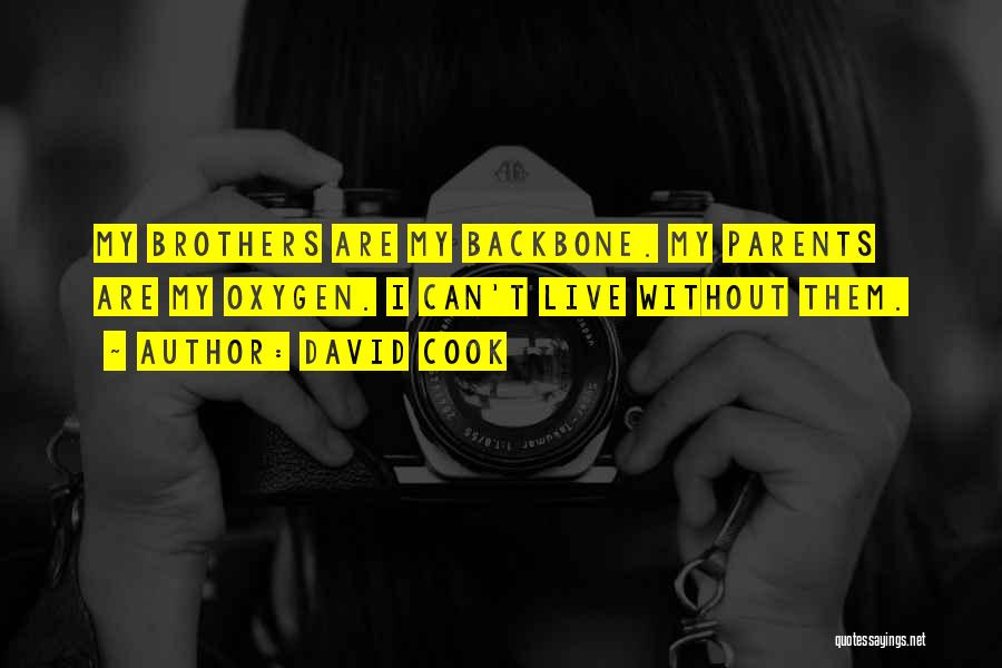 David Cook Quotes: My Brothers Are My Backbone. My Parents Are My Oxygen. I Can't Live Without Them.
